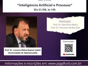 Convite para aula aberta "Inteligência Artificial e Processo" com Prof. Dr. Lorenzo Bujosa Vadell