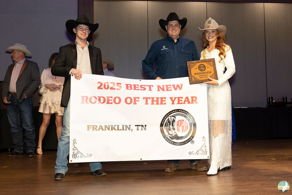Three people accept 2025 Best New Rodeo of the Year Franklin, TN award.