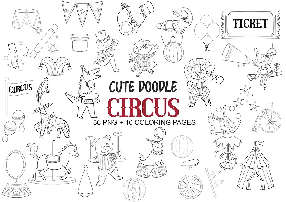 livro de colorir tema circo mágico