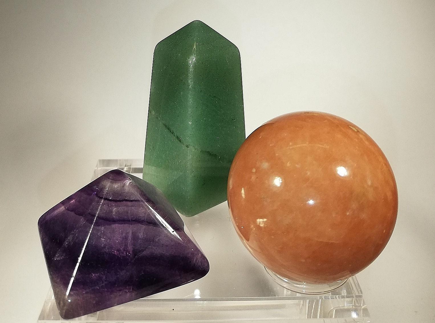 Shapes of Energy (Green Quartz - Orange Calcite - Fluorite)