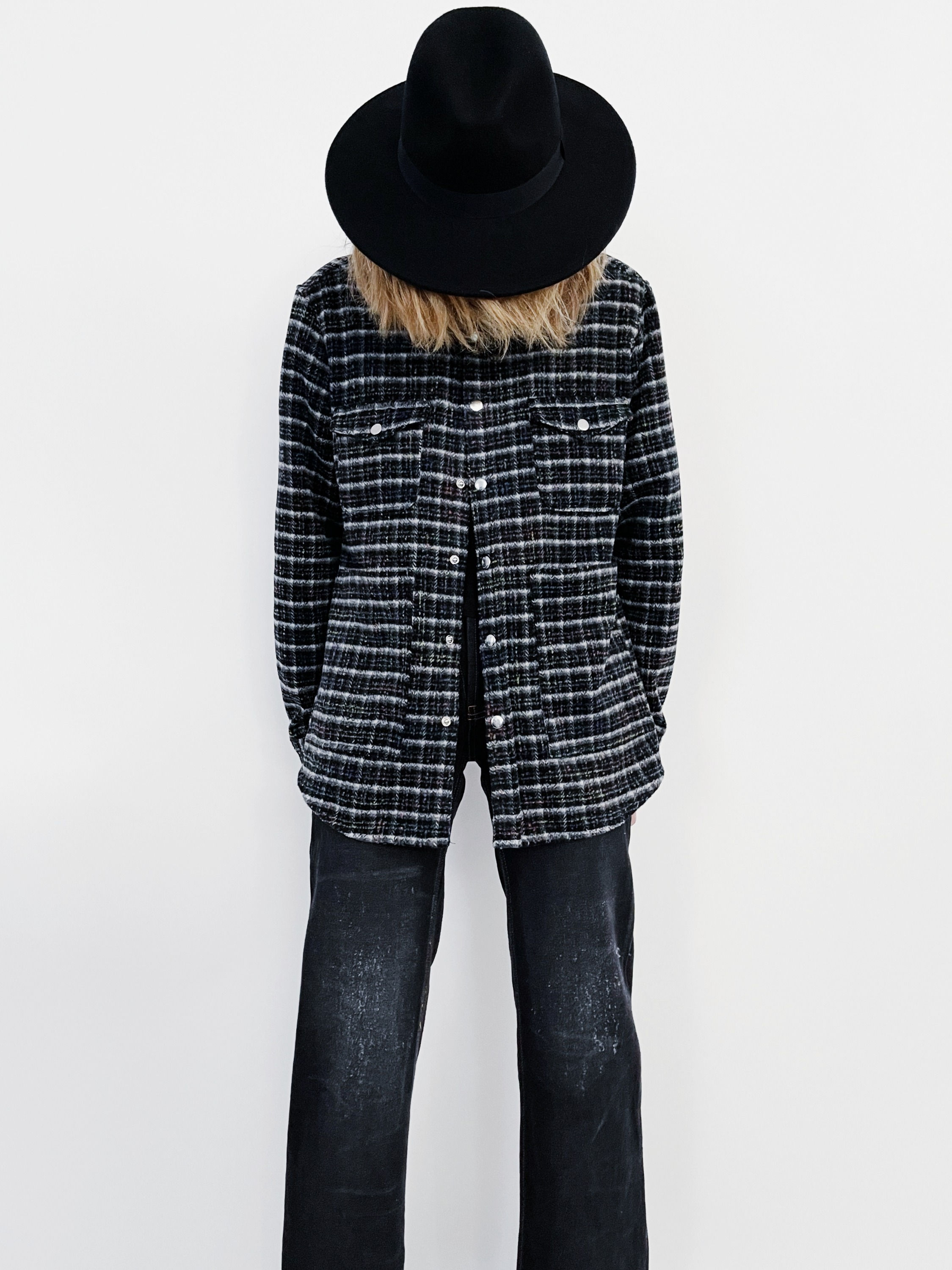 Work Plaid Jacket Black