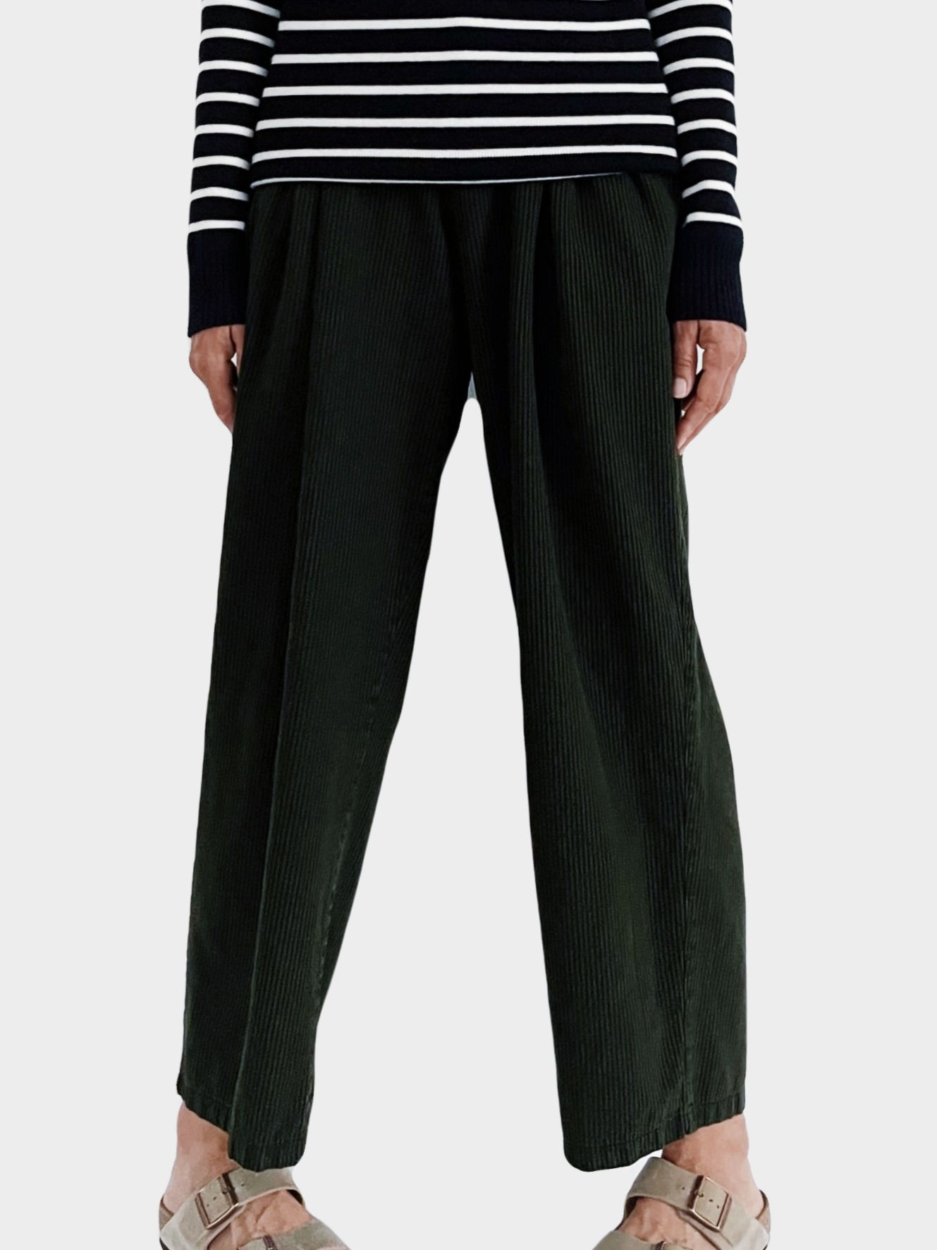 Striped Butcher Baggy Forest Green