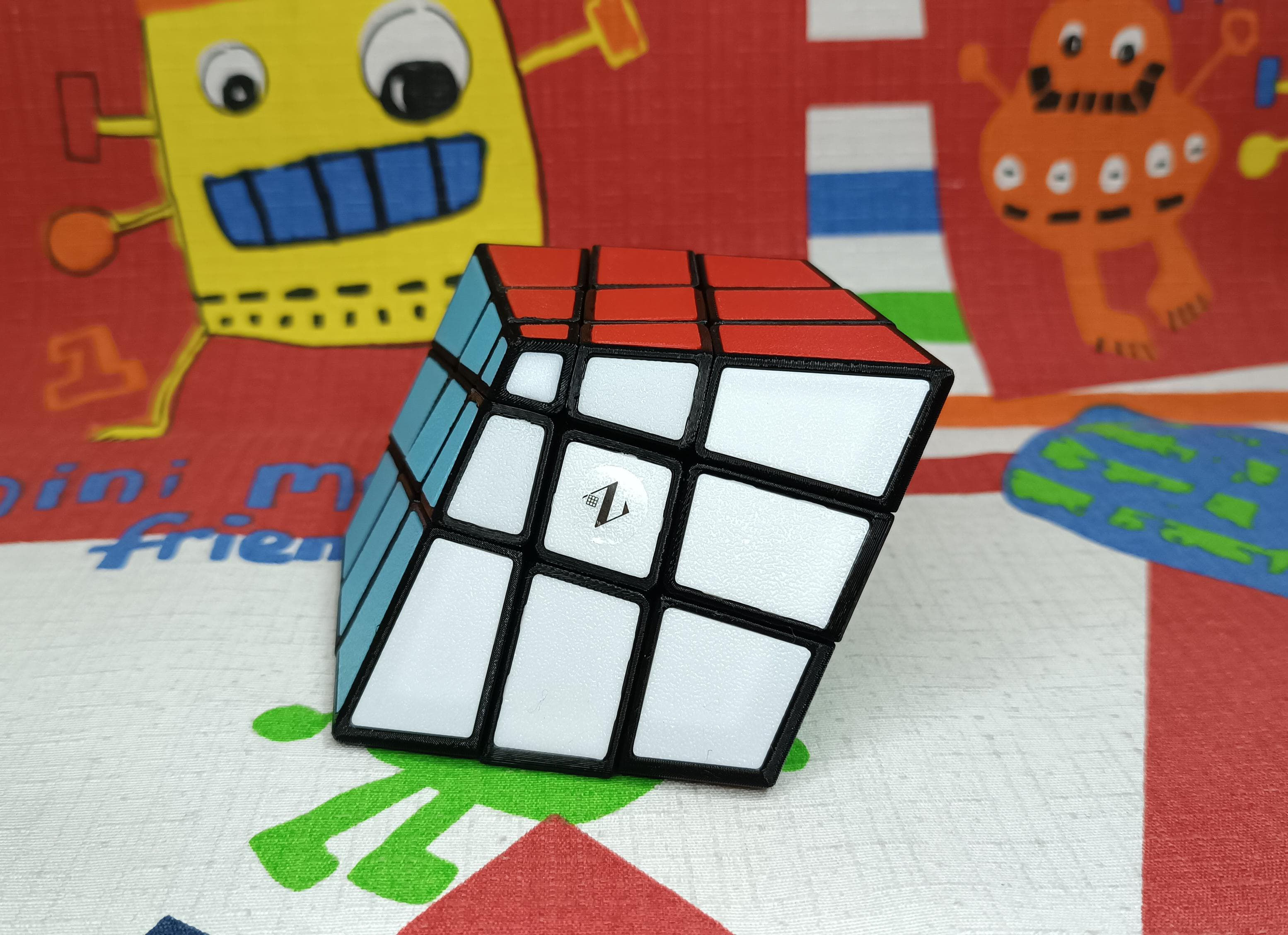 3x3 Squished impreso 3D base negra 6 colores tiles