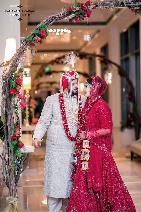 Indian couple in love at their wedding