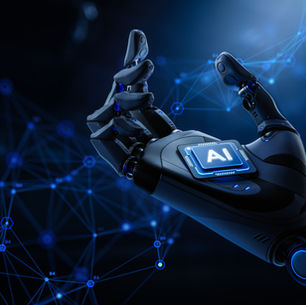 AI technology concept with robotic hand representing automation in recruitment processes