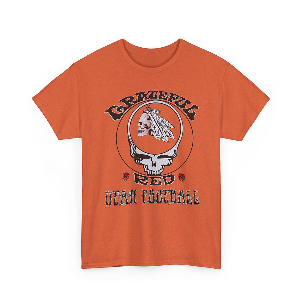 Thumbnail: Grateful Red skull with Native headdress T-Shirt | UTAH FOOTBALL logo tee