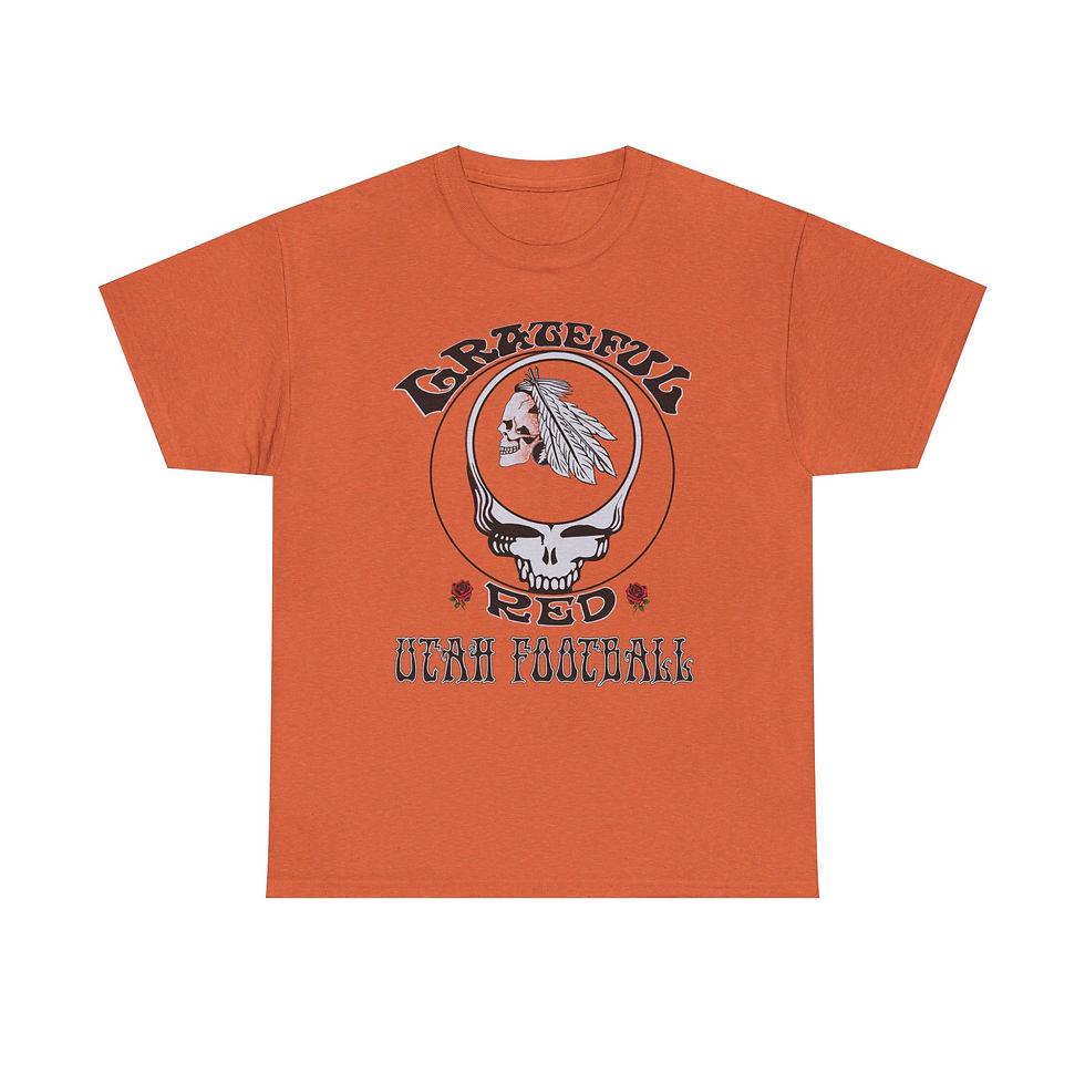 Thumbnail: Grateful Red skull with Native headdress T-Shirt | UTAH FOOTBALL logo tee