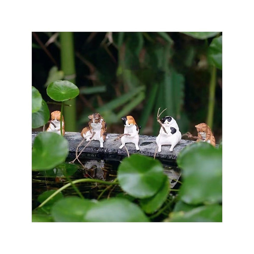 Miniature : Cat Fishing Statue