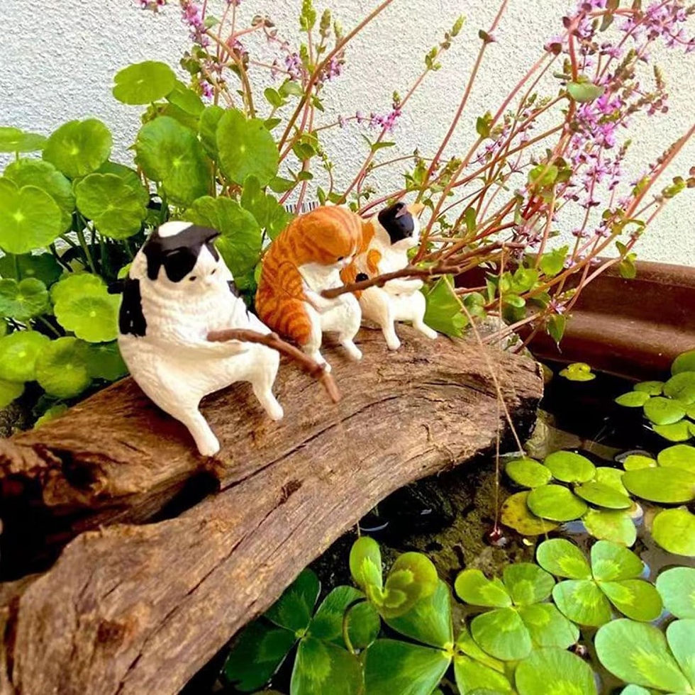 Miniature : Cat Fishing Statue