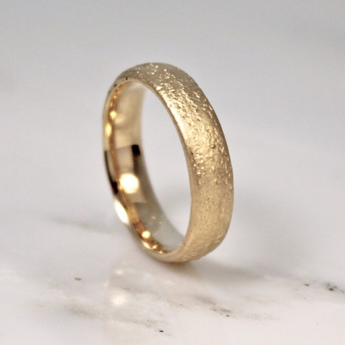 9ct Yellow Sand Cast Ring 5mm | WoodenGold