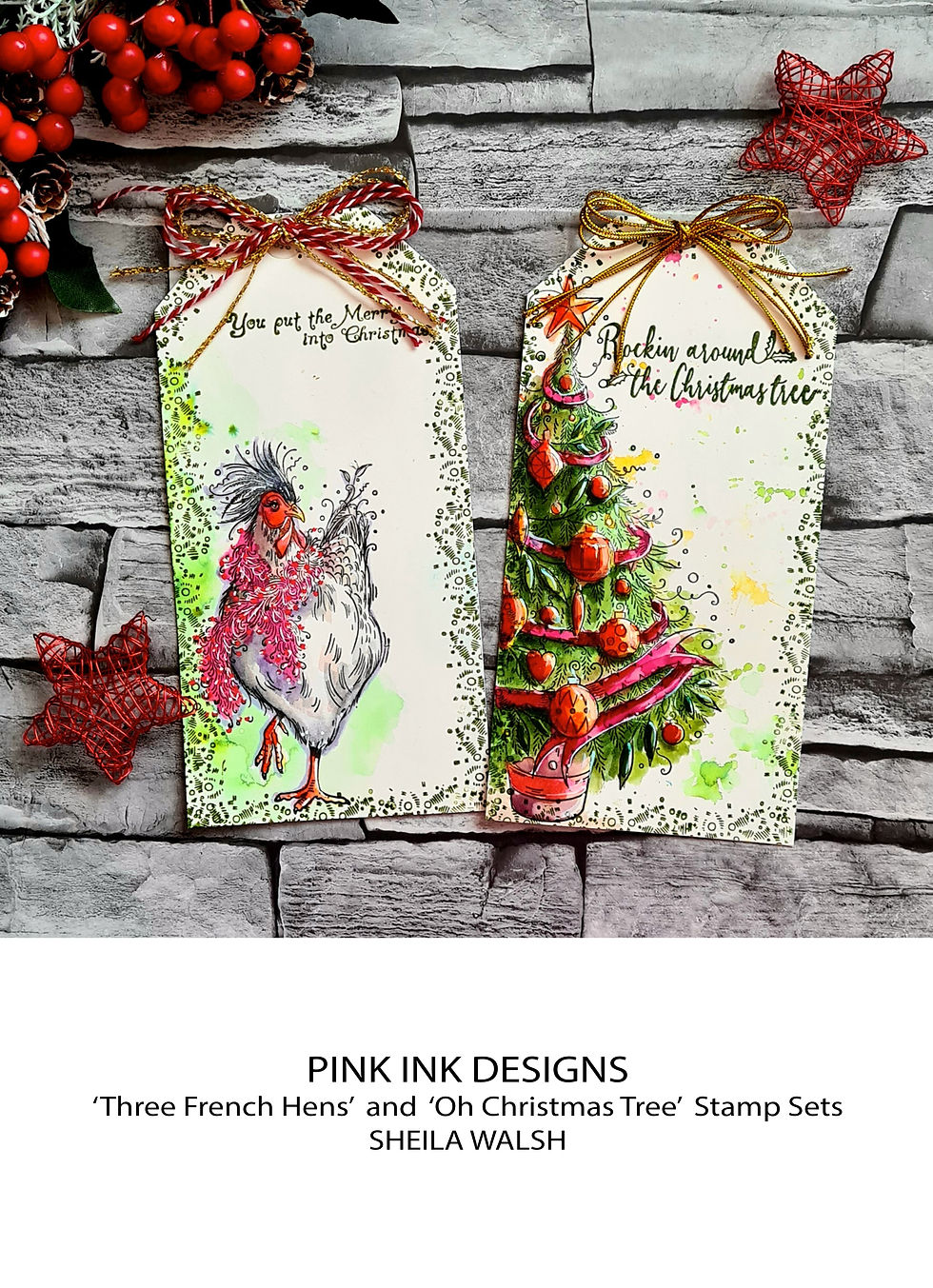 Thumbnail: Pink Ink Designs Stamp - Three French Hens
