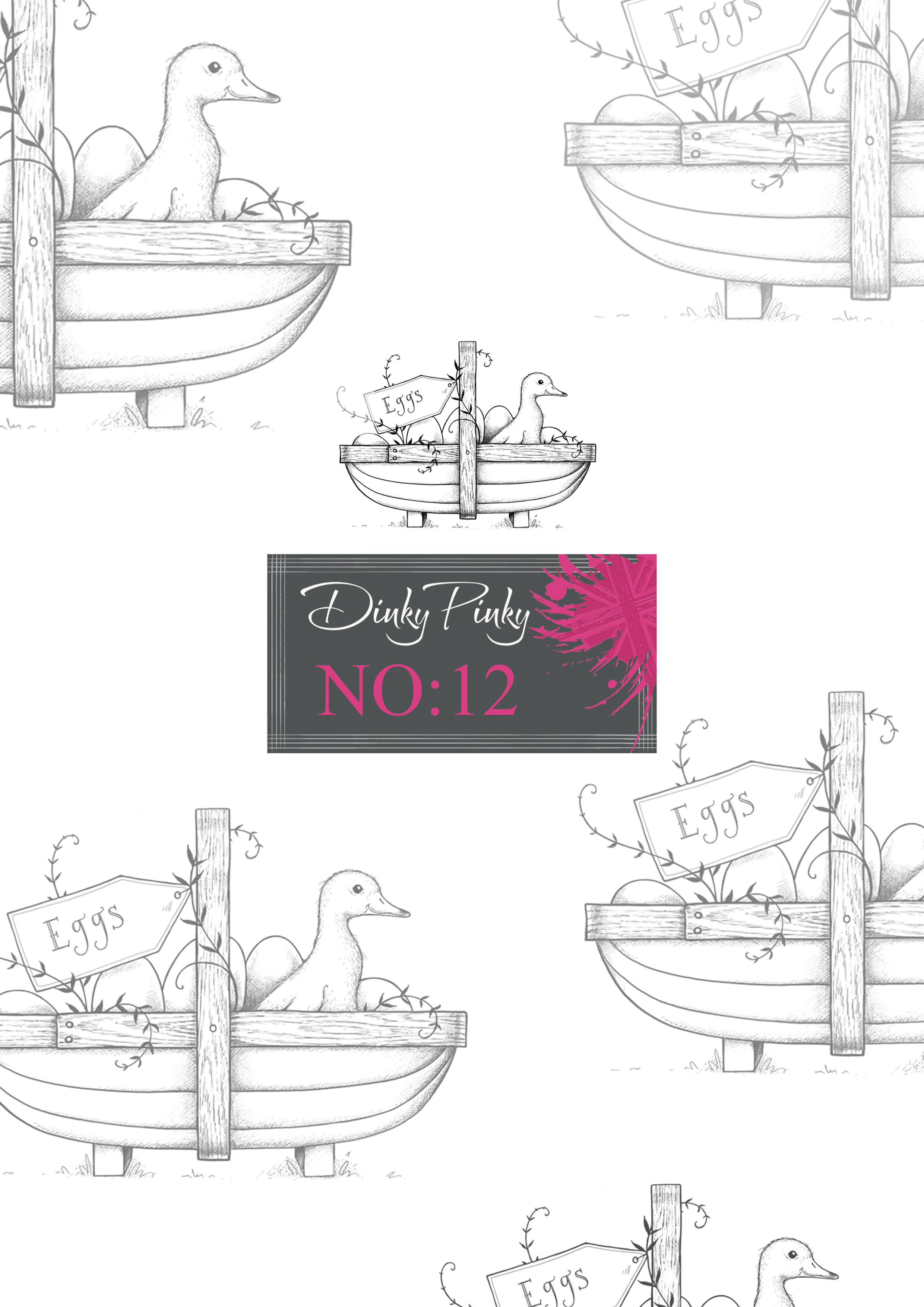 Dinky Pinky Stamps No. 12 - Duck in basket