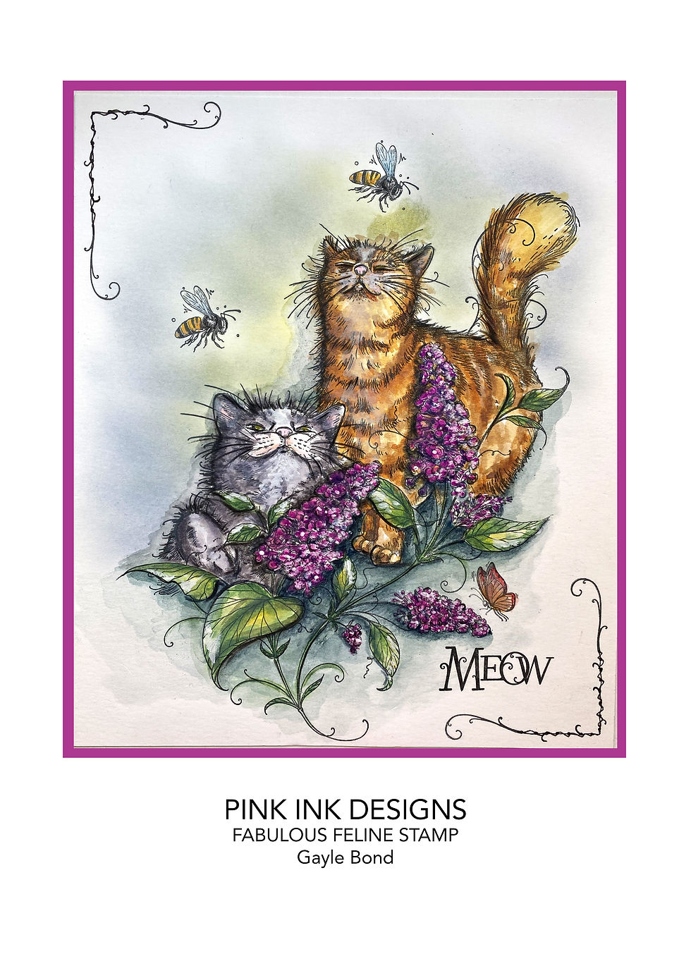 Thumbnail: Pink Designs Stamp - Fabulous Feline cat