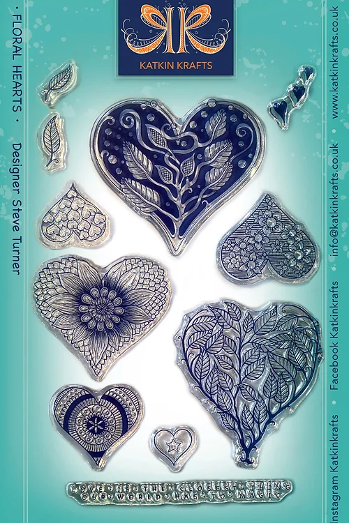 Katkin Krafts - A5 Stamp Set Floral Hearts