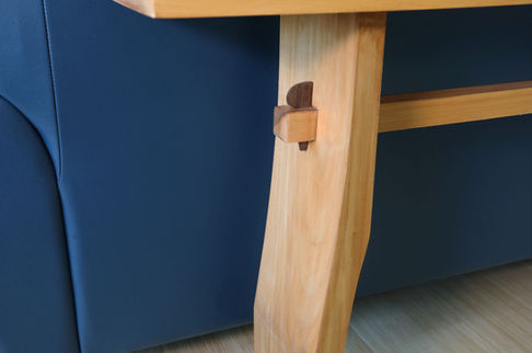 Tusk tenon in stretcher of console table