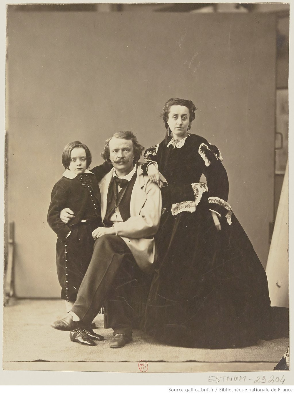 Félix Tournachon, sa femme Ernestine et son fils Paul, 1864, BNF