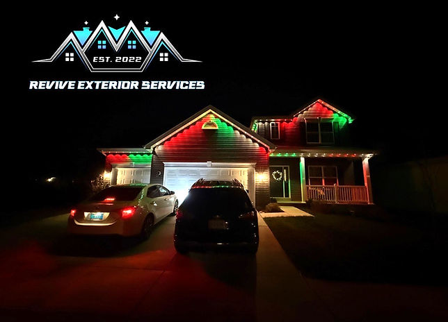 Completed Govee outdoor permanent holiday lighting installation on a home in St. Louis, Missouri by Revive Exterior Services