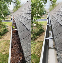 Before and after of Streak Free Window Cleaning's professional gutter cleaning services.