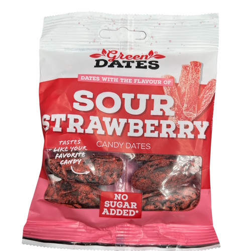 Sour Raspberry Dates Green Dates Sour Strawberry 90g | Bestsweets