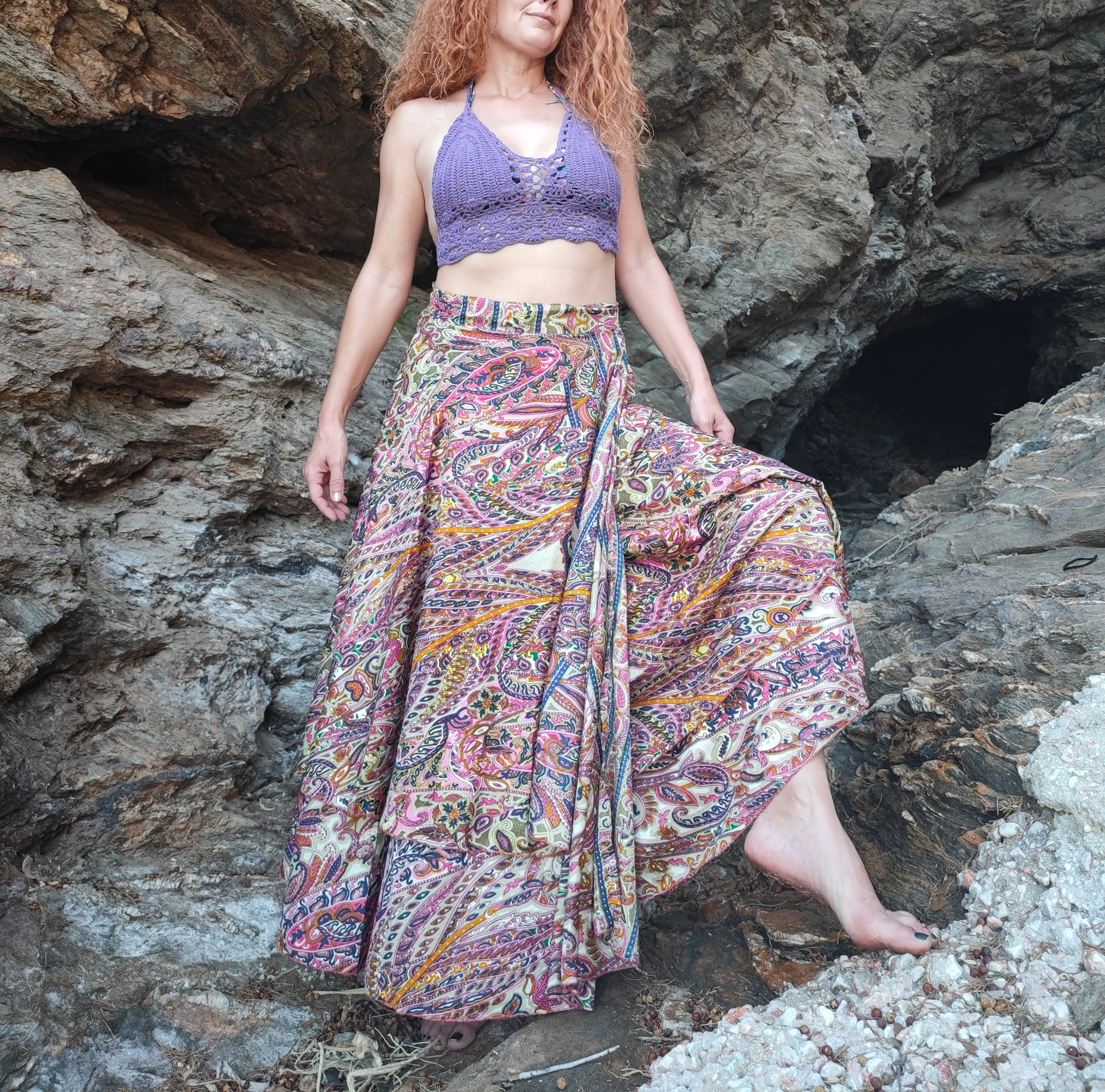 Φούστα δετή ροζ