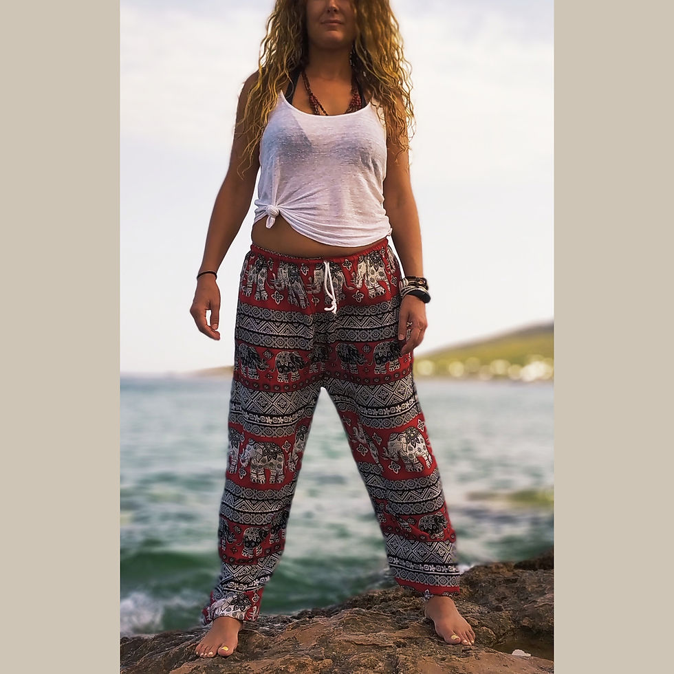 Παντελόνα κόκκινη με ελεφαντάκια