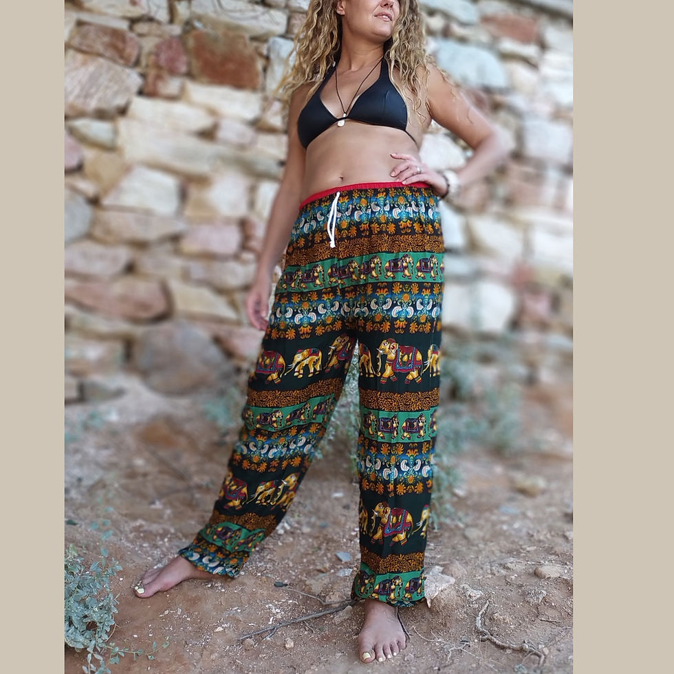 Παντελόνα γήινους τόνους με ελεφαντάκια