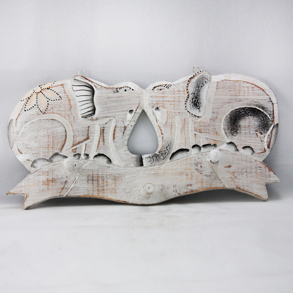 Ξύλινη κρεμάστρα ελέφαντες λευκό