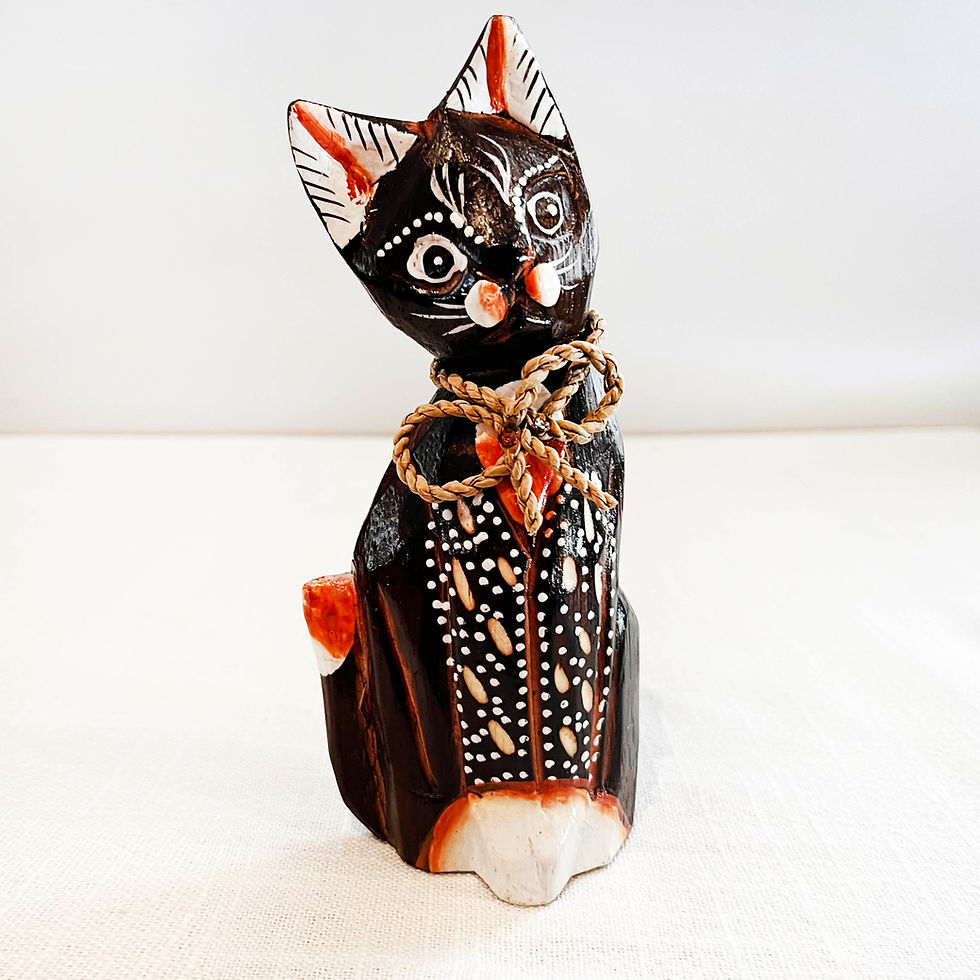 Ξύλινη γάτα καφέ M-Small