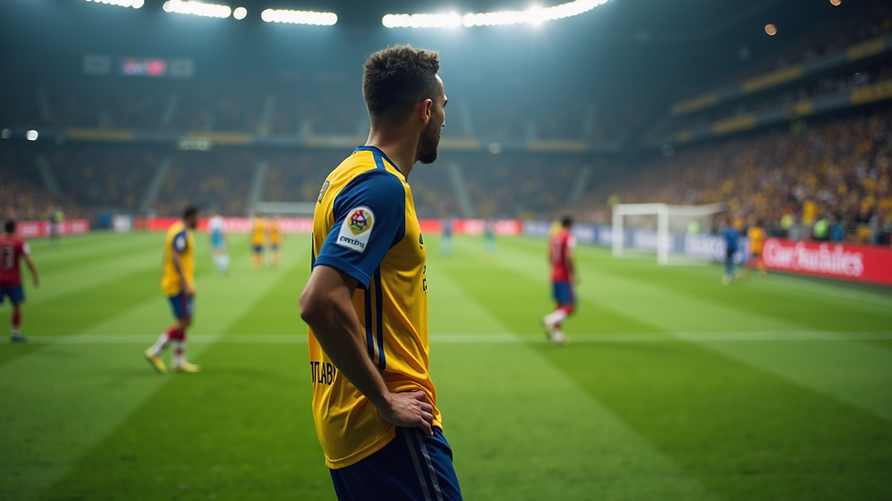 Vista en ángulo alto de un jugador de fútbol en acción durante un partido