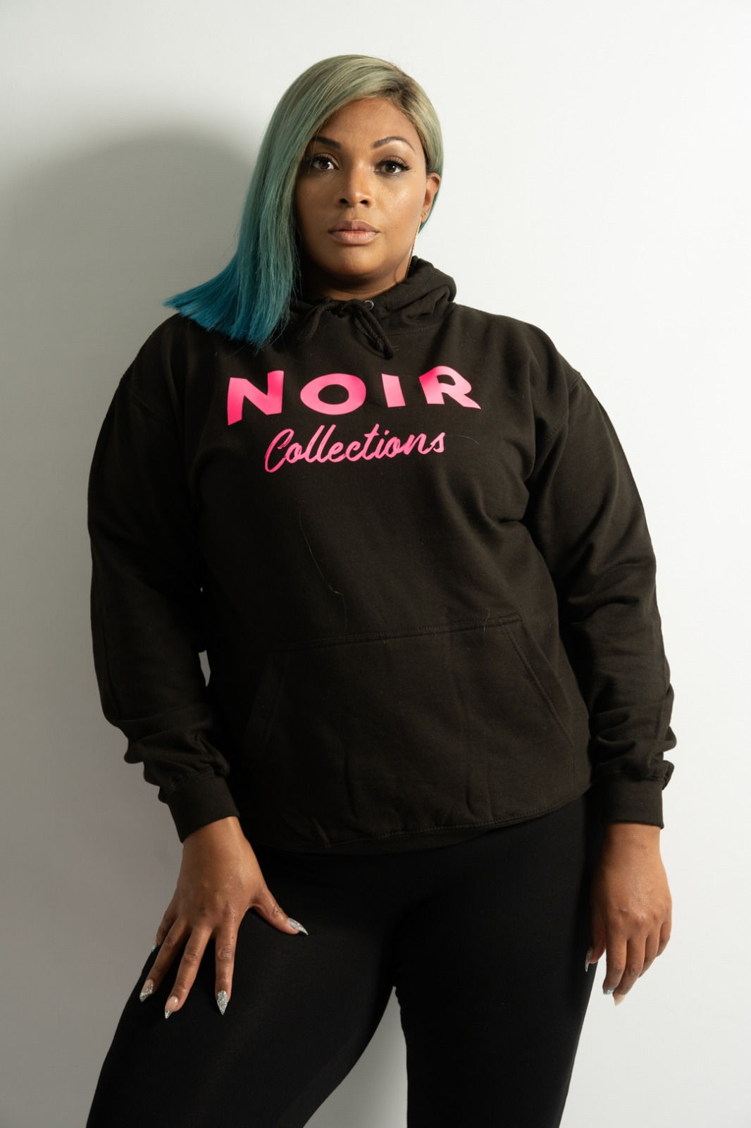 Noir Black & Pink Classic Collection Hoodie