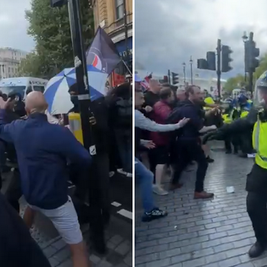 Uniting the Kingdom event 'too big to fit into Whitehall' say police - but 'anacceptable violence' see as punches traded with Stand Up To Racism protesters