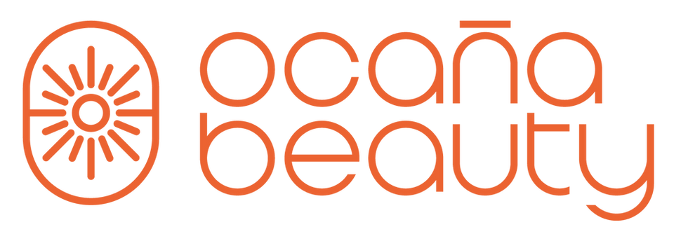 Company logo Saying Ocaña Beauty with a sun icon to the left