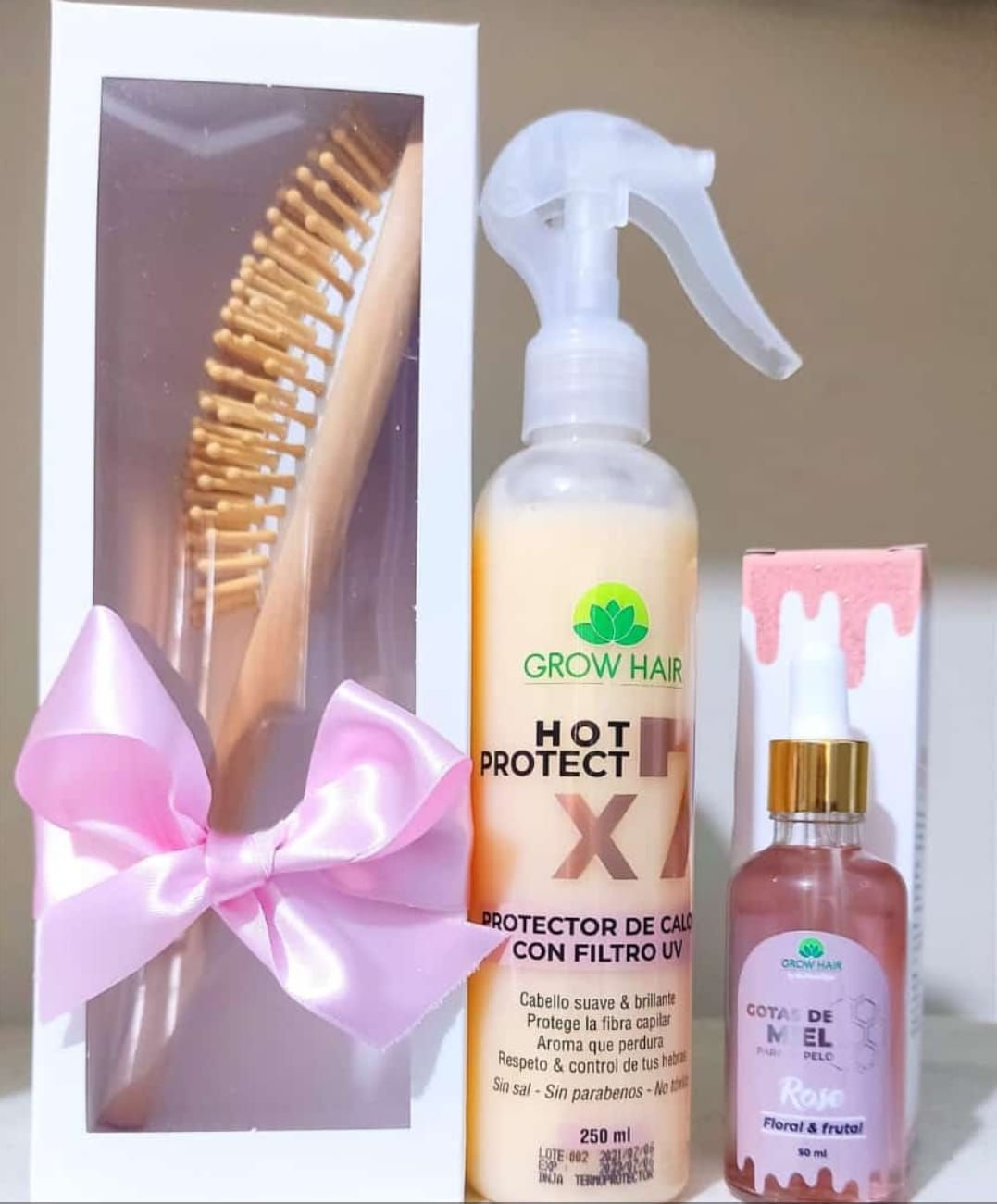CepilloBambú +Termoprotector + Gotas de miel