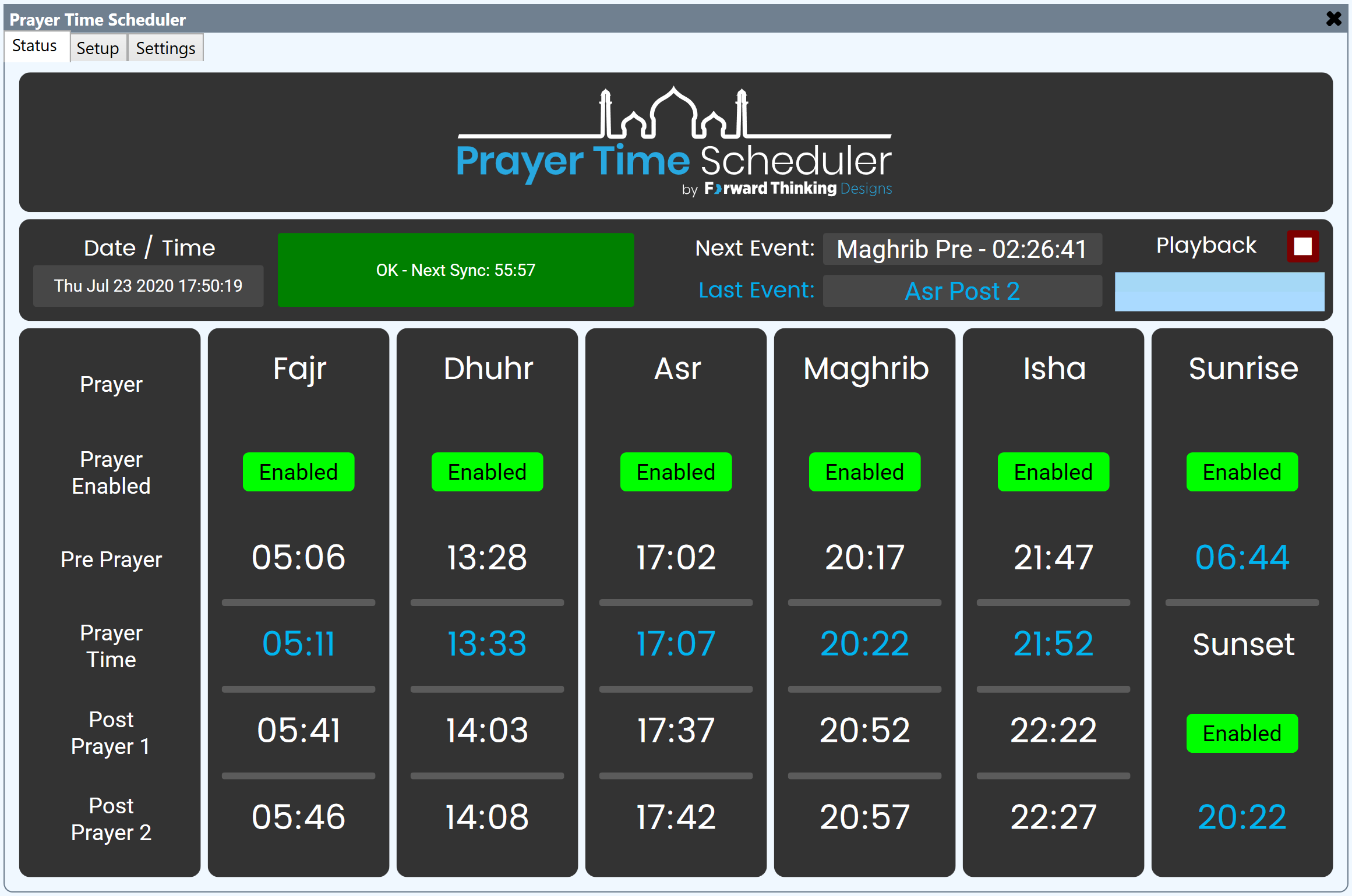 Prayer Time Scheduler UCI - Forward Thinking Designs