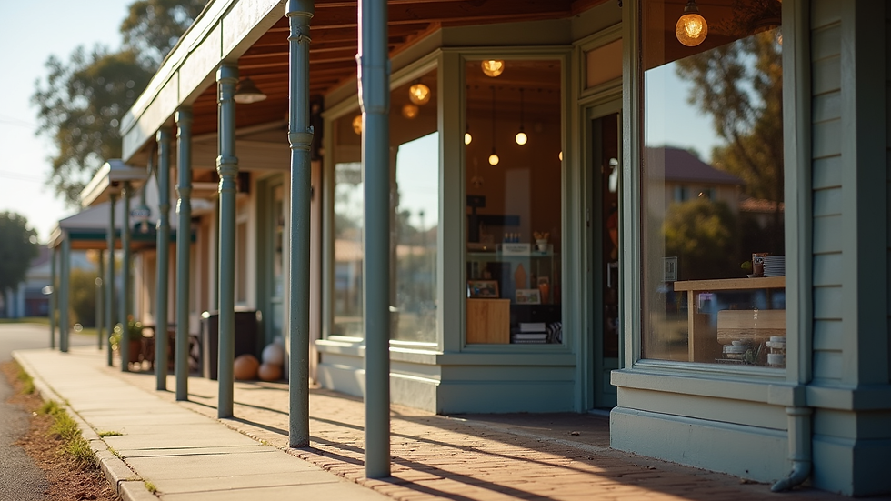 Close-up view of a small business storefront in a regional Australian town