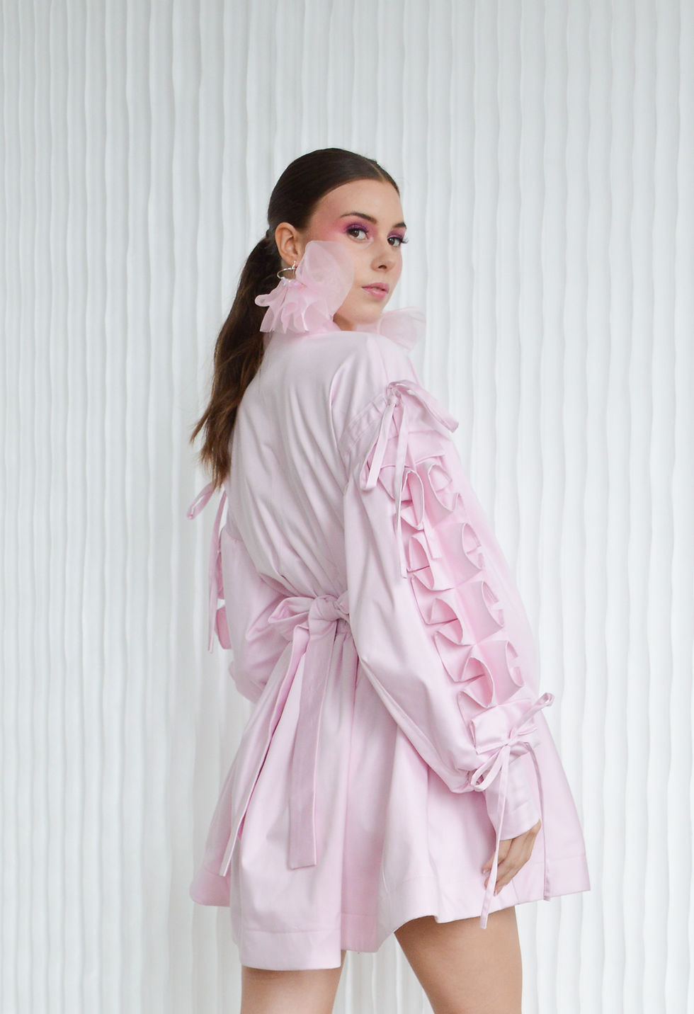 Thumbnail: Flared Pink Wrap Dress