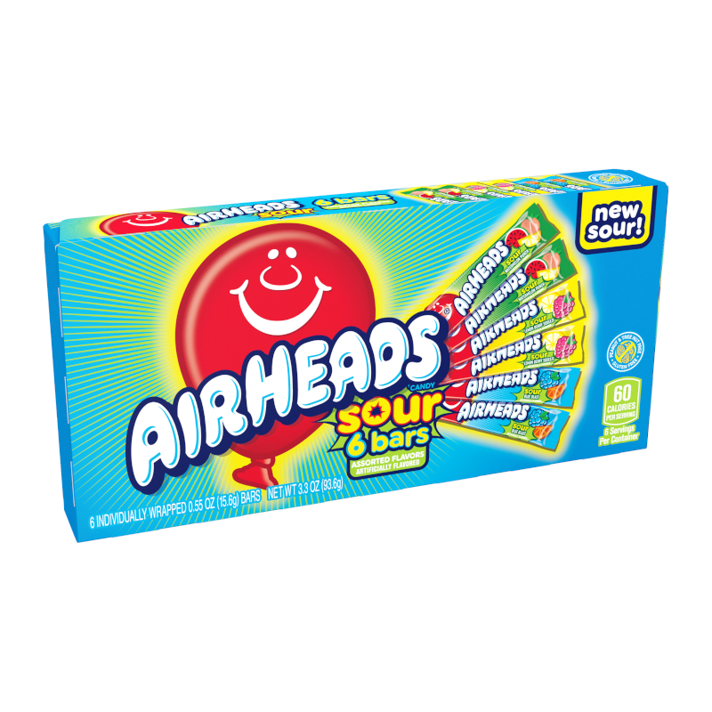 Airheads Singles Theater Box Assorted Sours 3.3oz (93.6g)