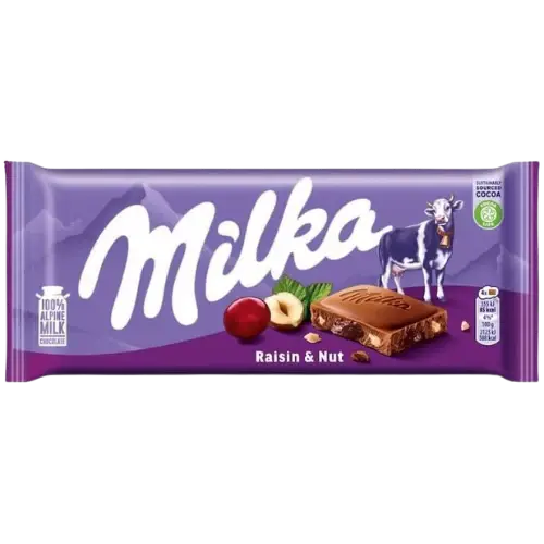 Milka Raisin And Nuts Chocolate Bar