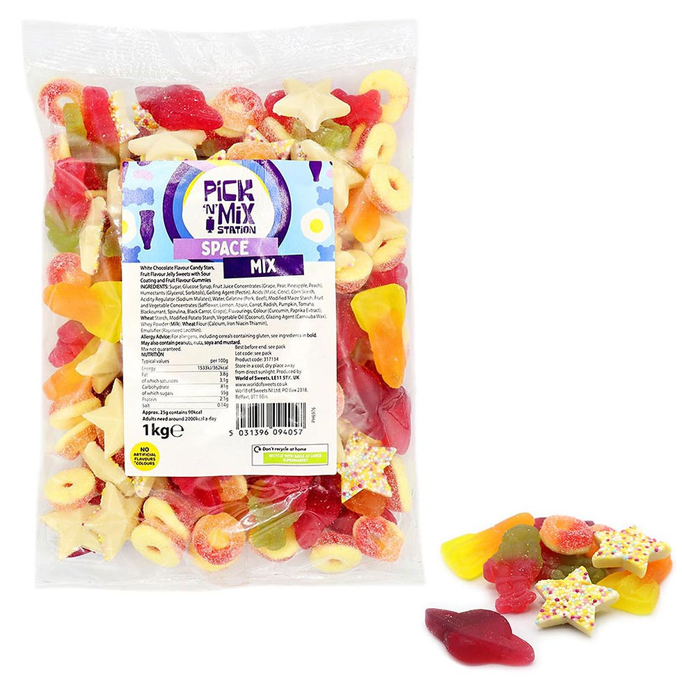 Bag of assorted gummy candies