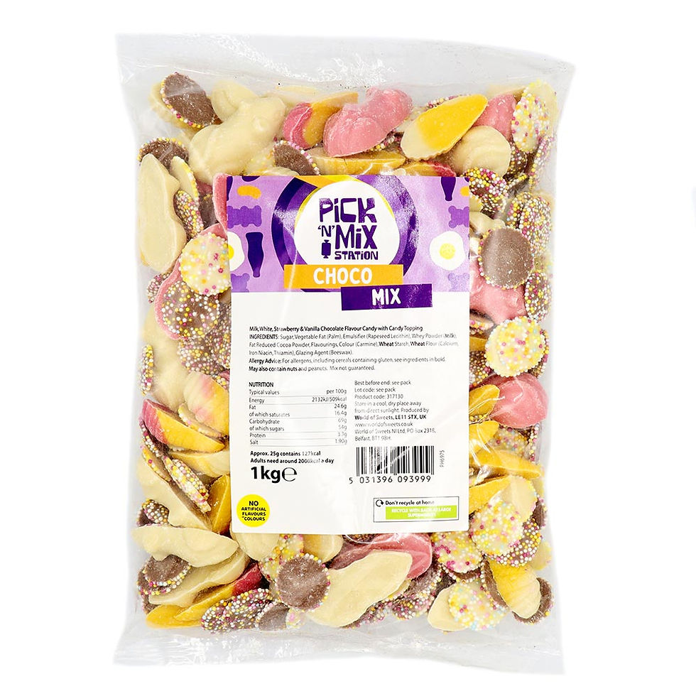 Clear bag of assorted pick n mix sweets