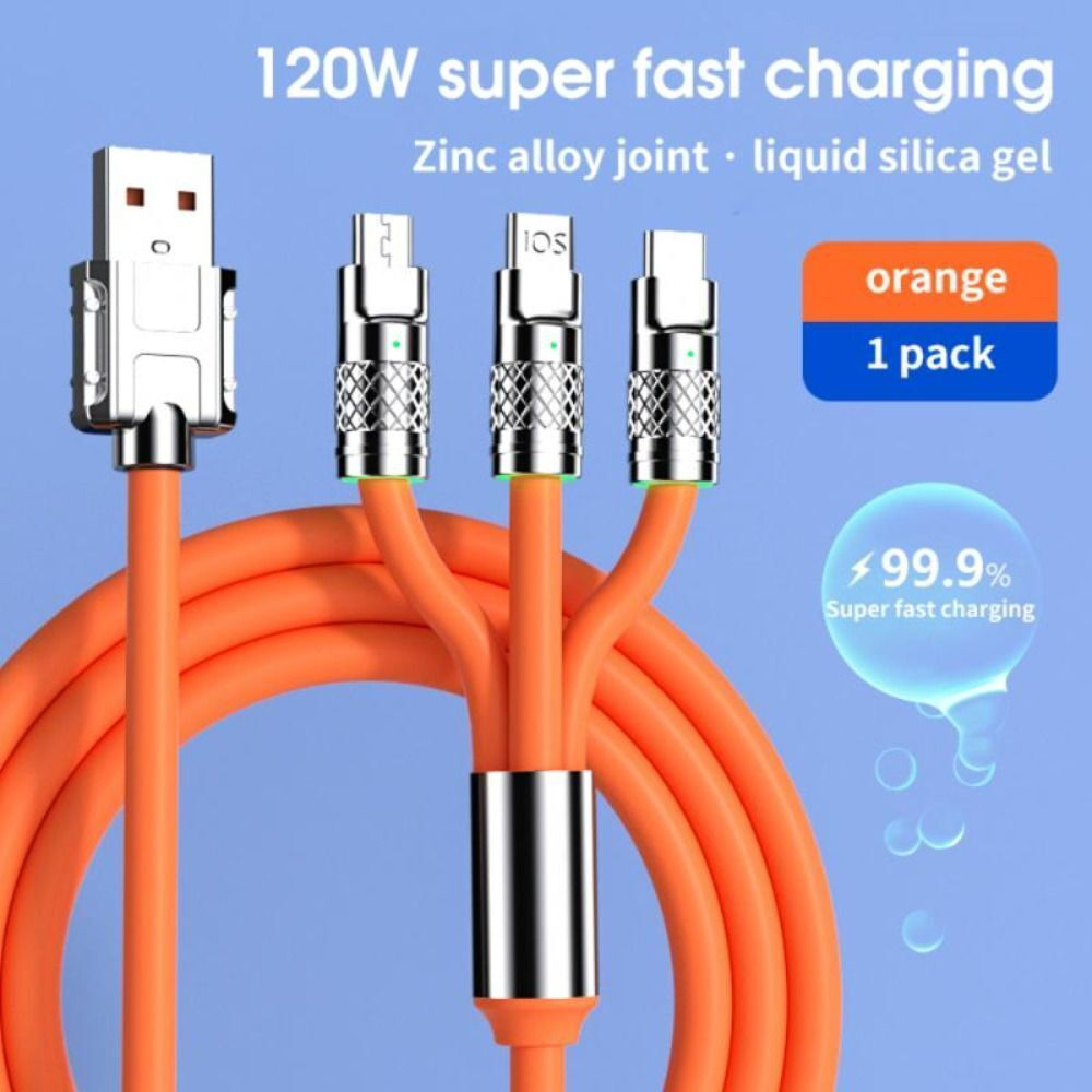 3 In 1 Fast Charging Cord For Phone Micro USB Type C Charger Cable 120W