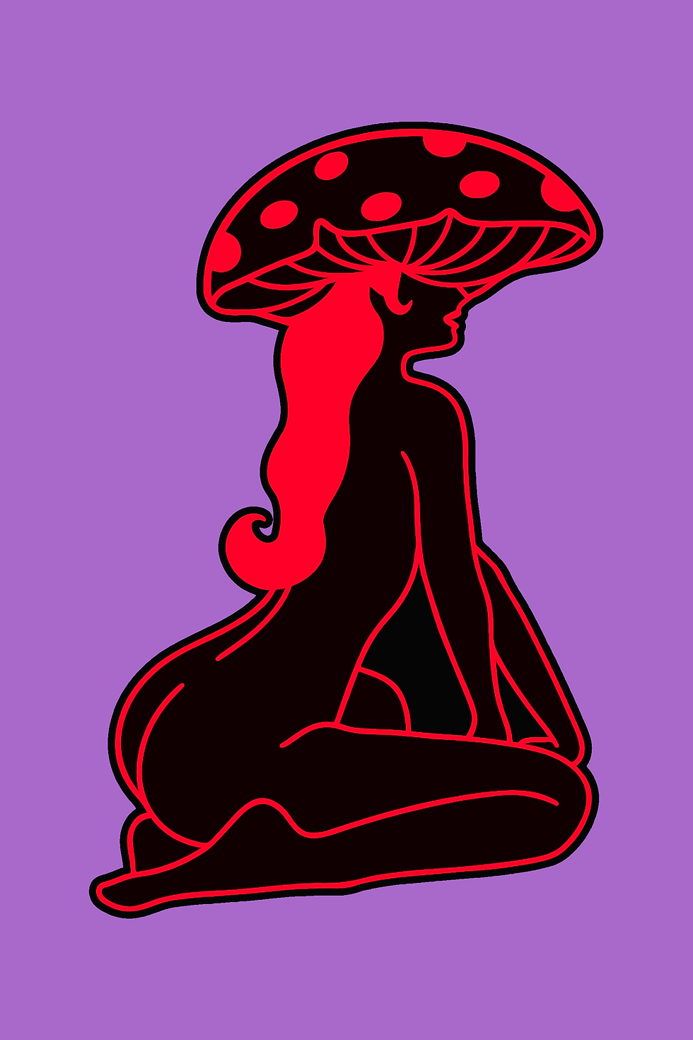 Right Mushroom Silhouette Vinyl Sticker