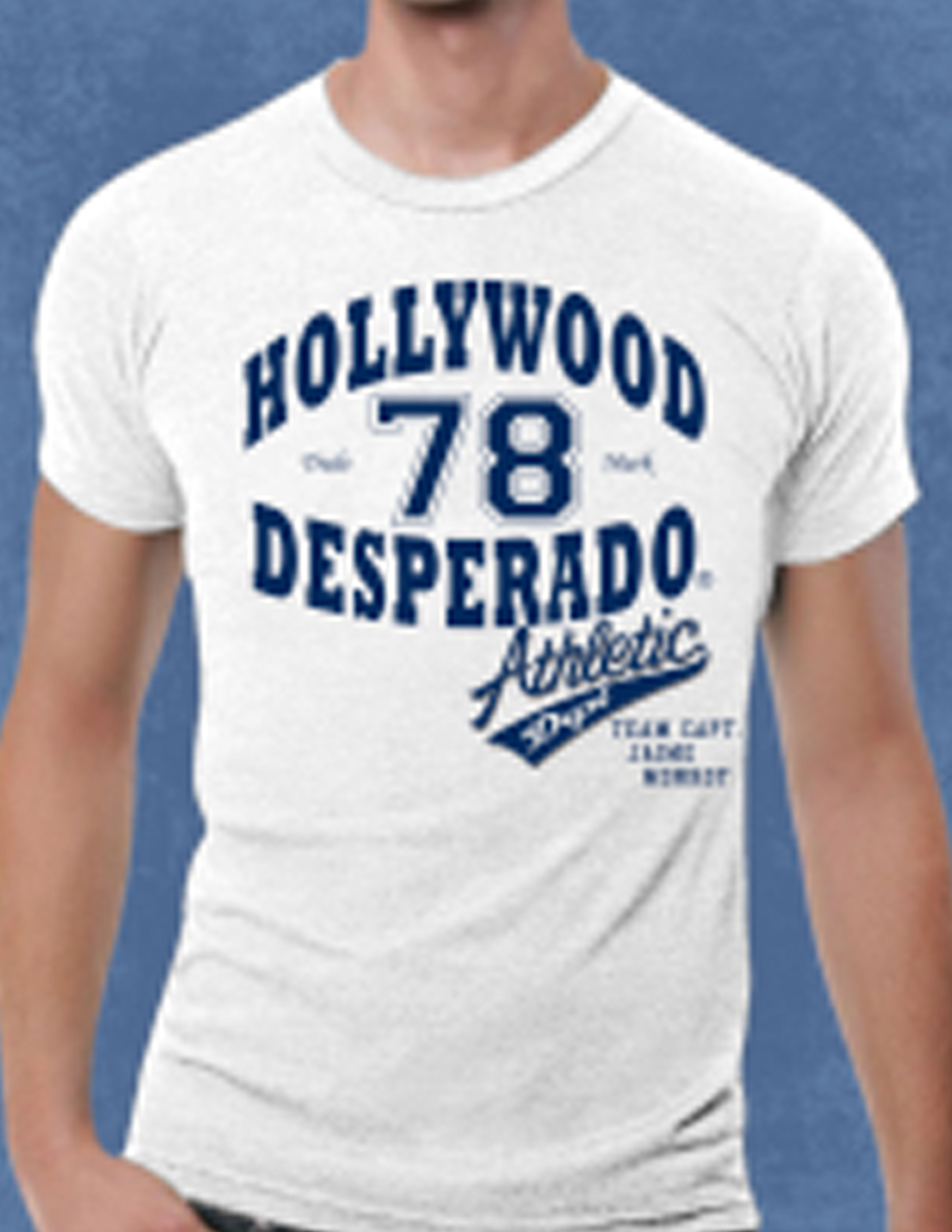 Hollywood Desperado Men's Athletic T-Shirt (White)
