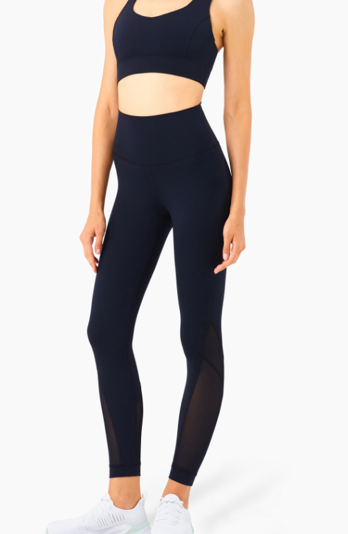 Thumbnail: Aleesa High Waist Seamless Mesh Style Women's Leggings
