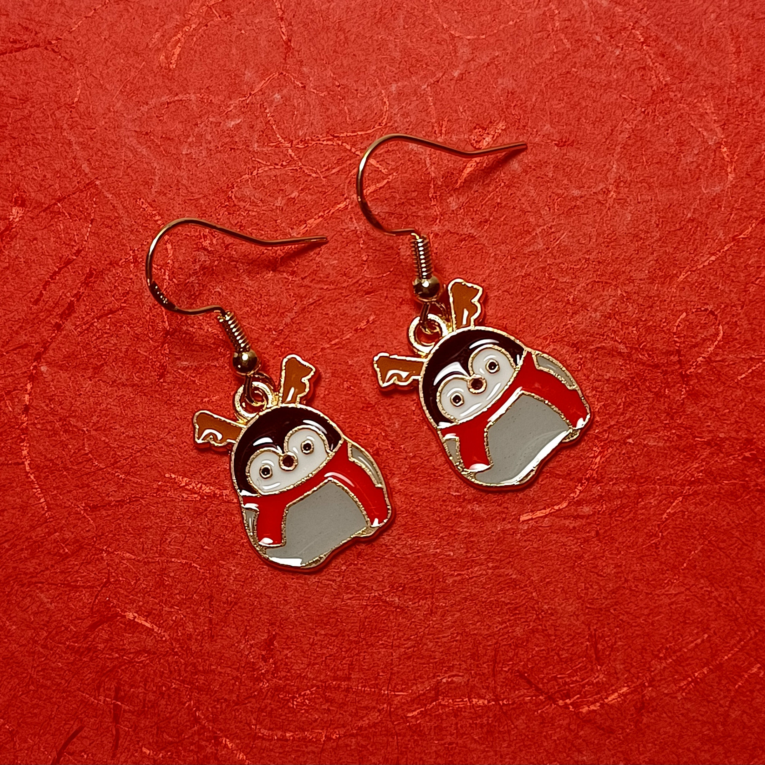 Penguins Dressed as Reindeer Earrings