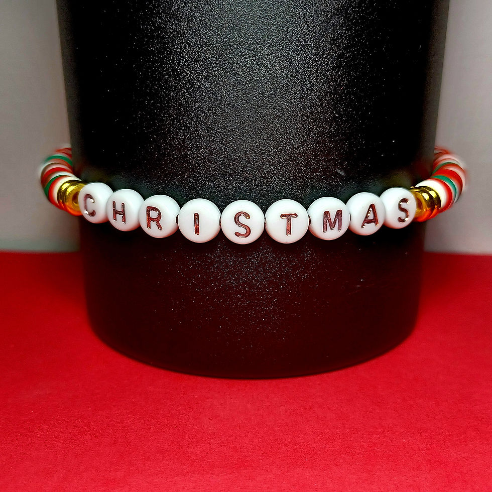 Thumbnail: "CHRISTMAS" Word Clay Bead Bracelet (customizable)