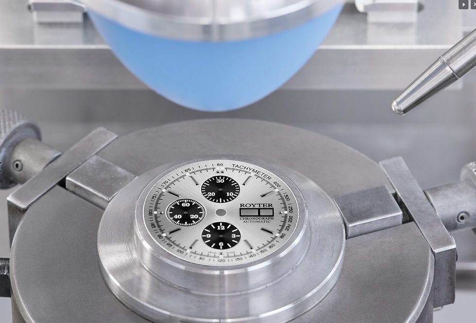 pad printing on the silver dial