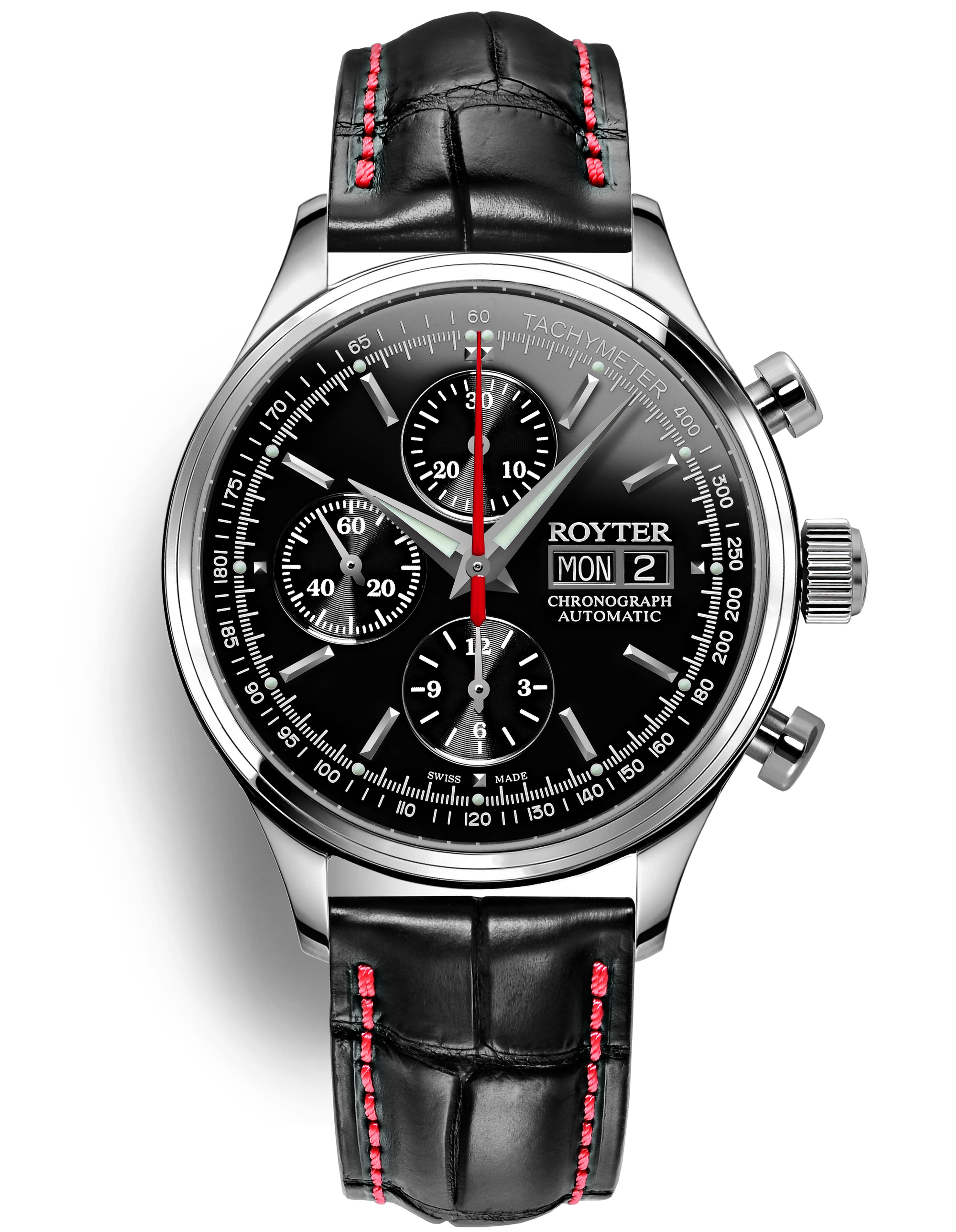 DR-02 كرونو سبورت مينا سوداء 42 ملم