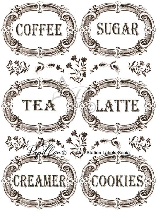 1055-Coffee-Station-Labels - Rub-On Image Transfer