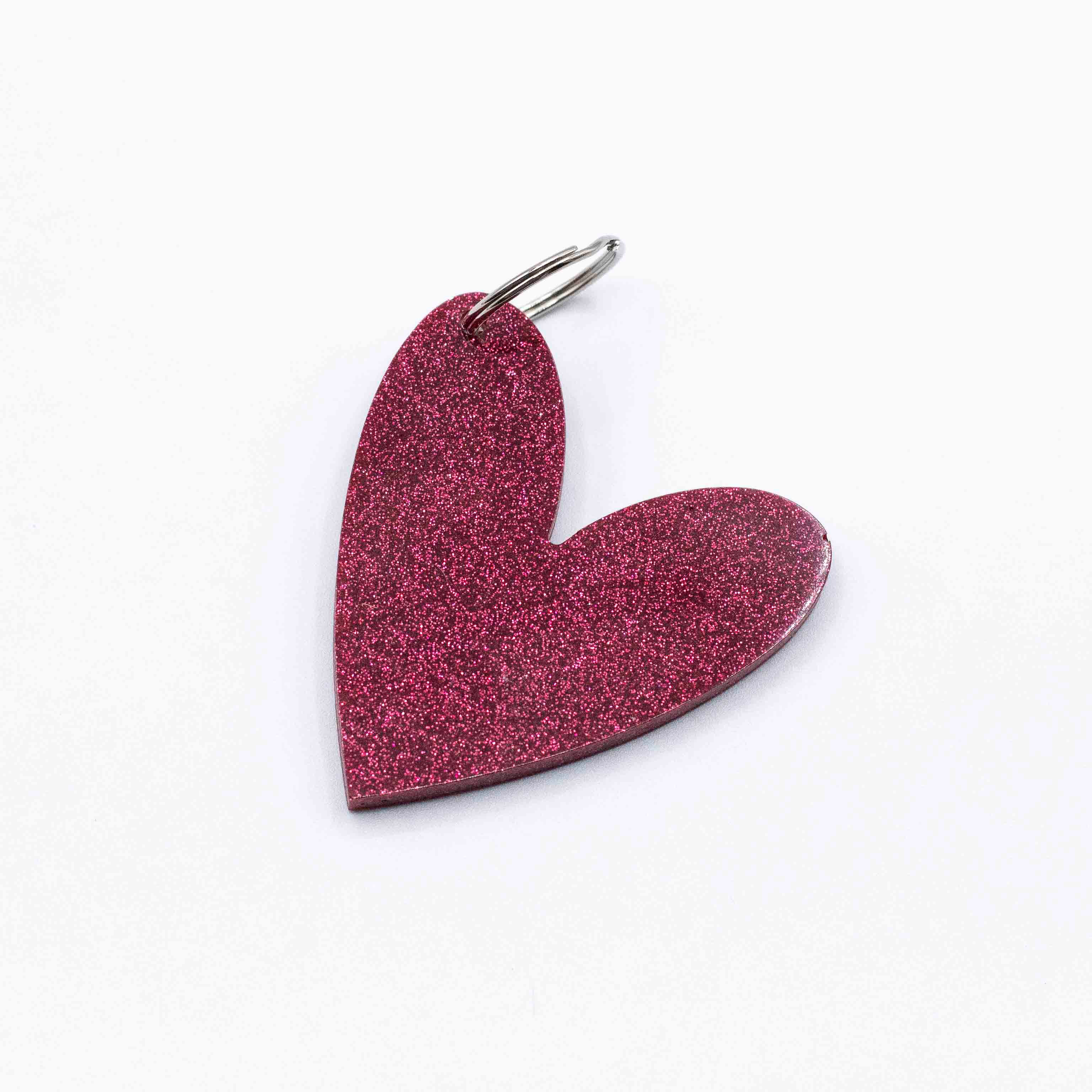 Large Glitter Heart Keychain